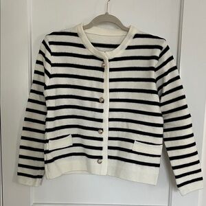 Amazon Striped Black and White Women's Cardigan Sweater